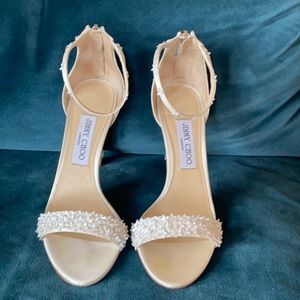 Never been worn JIMMY CHOO Delia 100 Ivory Satin embellished heels